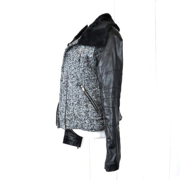Black and White Moto Jacket Guess Vintage 90's Style Wool Blend.......325 - Picture 3 of 15